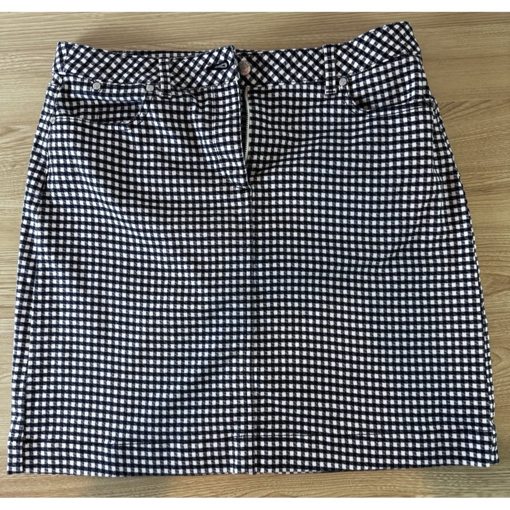 Talbots Women's Gingham A-Line Short Skirt Size 12 Black/White